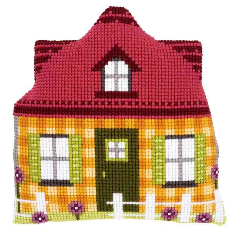 DH Kussen+kussenrug Geel huis