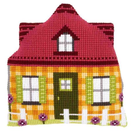 DH Kussen+kussenrug Geel huis
