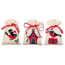 Kruidenzakje Kerstvogeltje en huisje set van 3