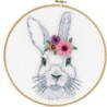 Borduur kit Konijntje met bloemen bedrukt 24cm