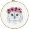 Borduur kit Uiltje met bloemen bedrukt 24cm