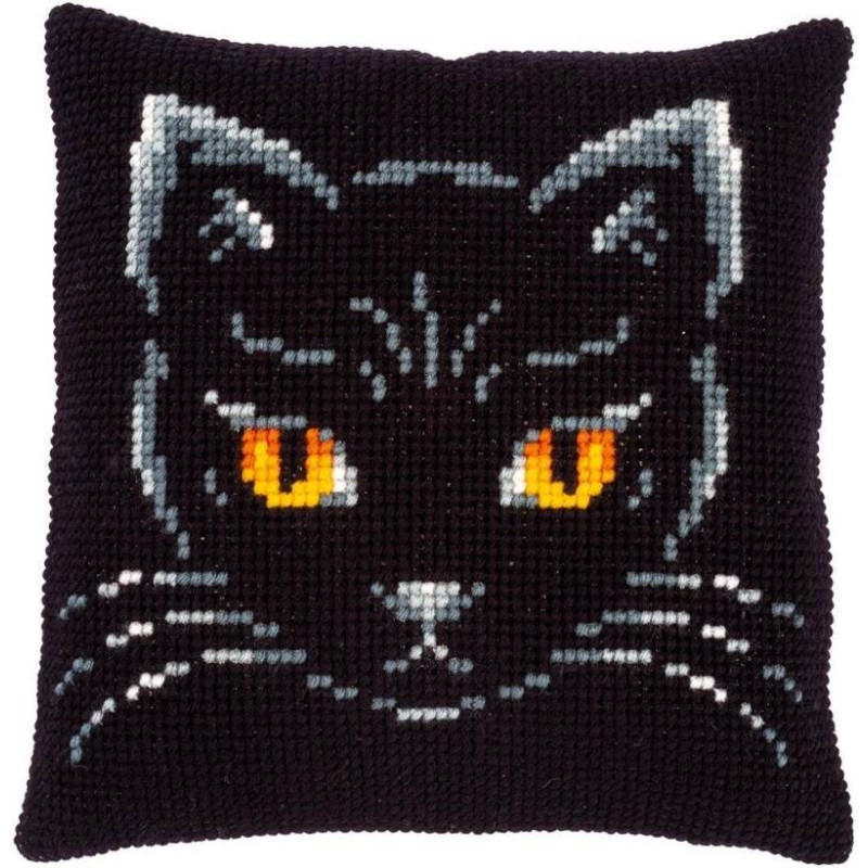 Kruissteekkussen  Zwarte kat