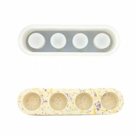 Silicone mal 25cm x 7,5cm x 3,5cm - Four hole roun