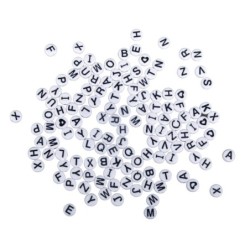 Plastic letterkralen, 9mm  wit