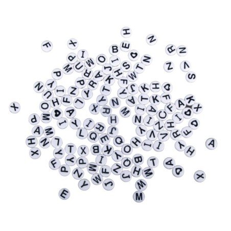Plastic letterkralen, 9mm  wit