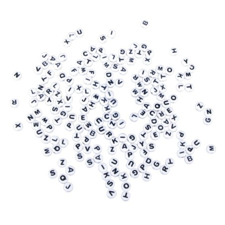 Plastic letterkralen, 6mm  wit