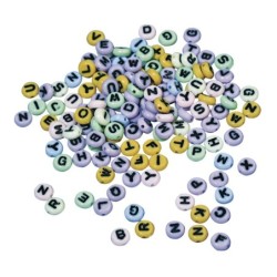 Plastic letterkralen rond, 6mm  assorti