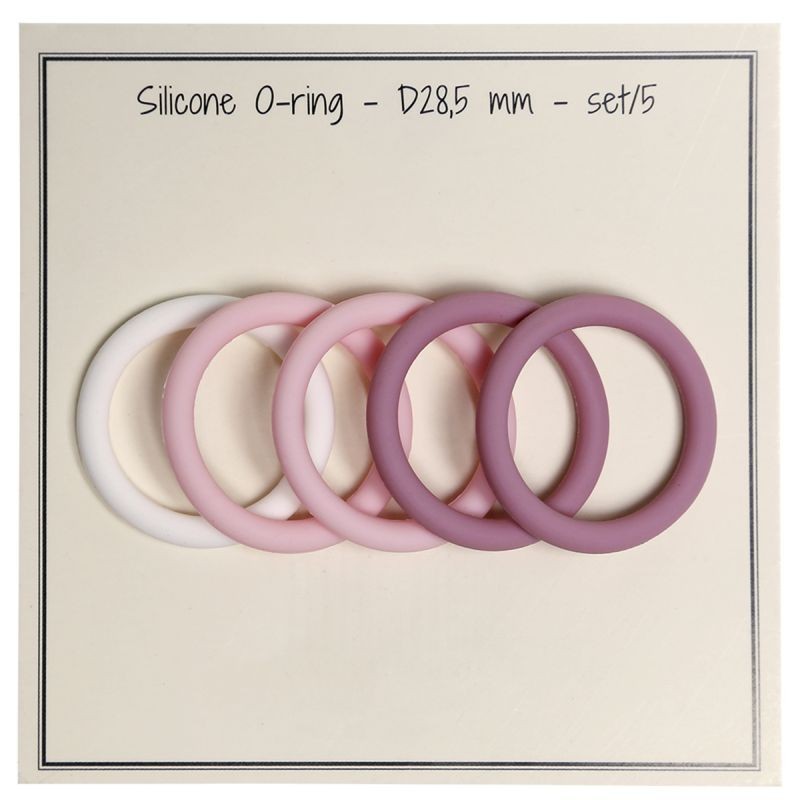 O-ring - silicone-set/5st - D28,5 mm - wit/roze