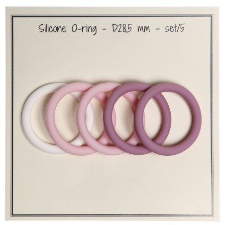 O-ring - silicone-set/5st - D28,5 mm - wit/roze