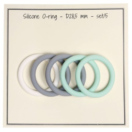 O-ring - silicone-set/5st - D28,5 mm grijs/grn/wt