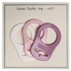 Pacifier ring - silicone-set/3st-H48xW32 mm/bl/wit