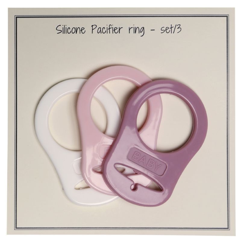 Pacifier ring - silicone-set/3st-H48xW32 mm/bl/wit
