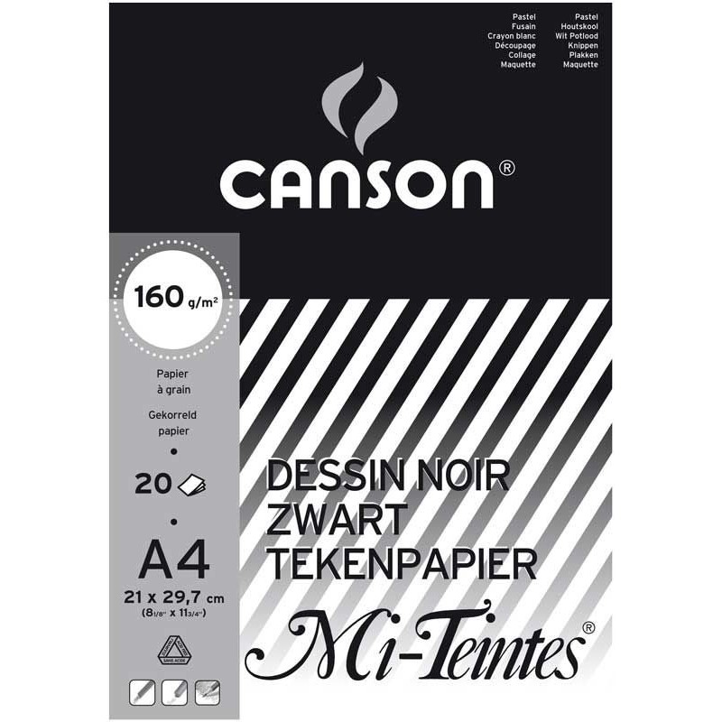 Tekenblok Canson A4 zwart 160gr  20vellen