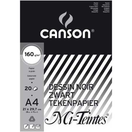 Tekenblok Canson A4 zwart 160gr  20vellen