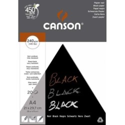 CANSON tekenblok 20 vel Graphite A4 240gr - Zwart