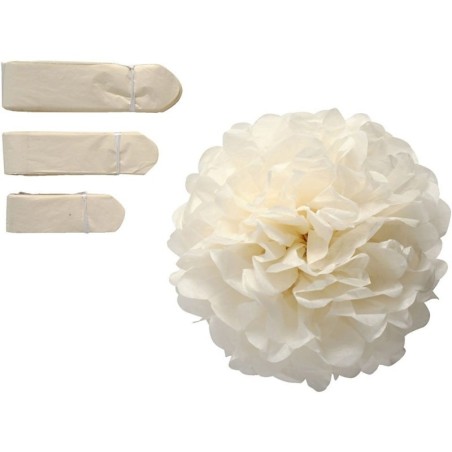 Pompon van papier, d: 20+24+30 cm, 16 gr, 3 div, o