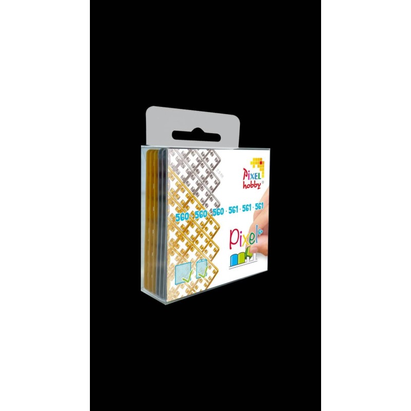 Pixelmatjes 6 stuks n kleur verpakt - Gold/Silve