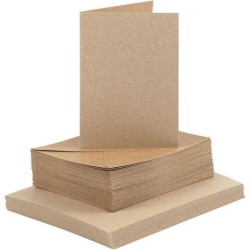 Kaarten+enveloppen A6/C6 KRAFT / 50 sets