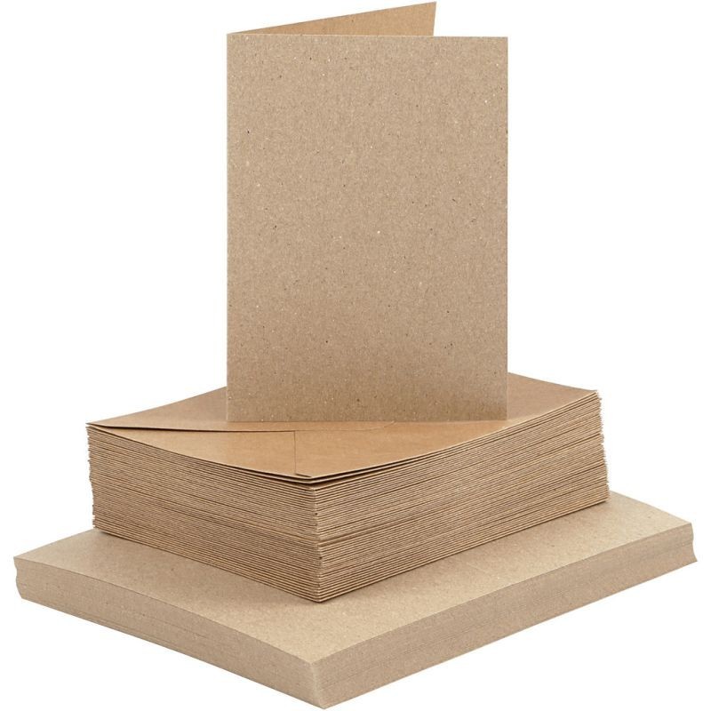 Kaarten+enveloppen A6/C6 KRAFT / 50 sets