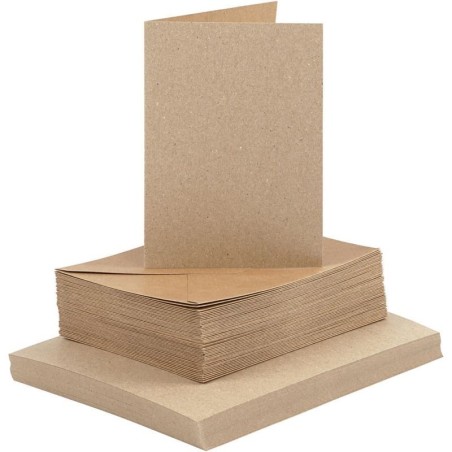 Kaarten+enveloppen A6/C6 KRAFT / 50 sets