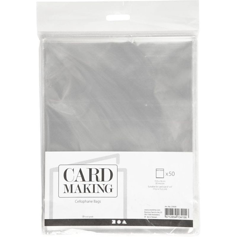Cellofaanzakjes voor kaarten H 16 cm, 30 my / 50st