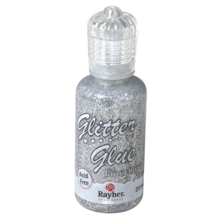 Glitter Glue zilver         20ml