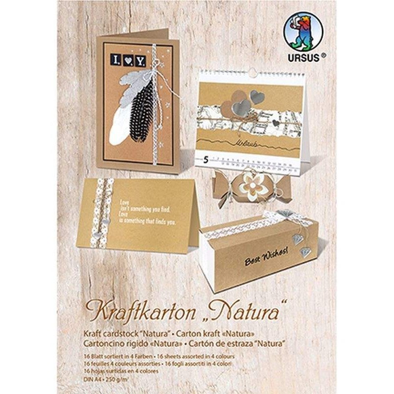 KRAFTKARTON NATURA 250G. A4,16BL.4FA. GESORTEERD