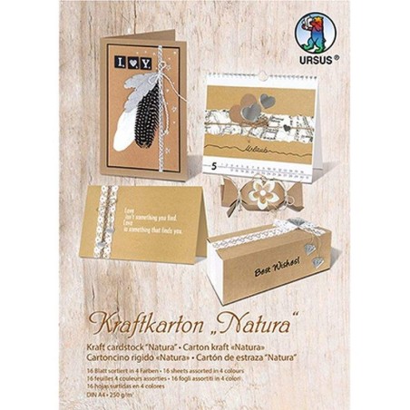KRAFTKARTON NATURA 250G. A4,16BL.4FA. GESORTEERD