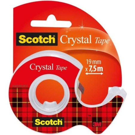 SCOTCH Plakband Crystal 19mmx7,5m met afroller,