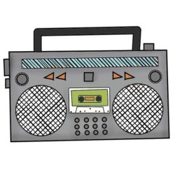 Clear Stamp boom box (radio)
