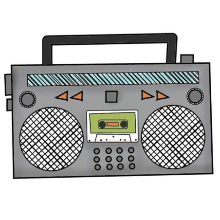 Clear Stamp boom box (radio)