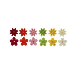 Bloemen van vilt met strassteen d 30 mm, dikte 2,5