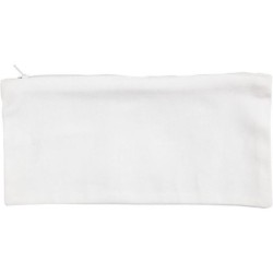 Katoenen pennentas met rits 11 x 23 cm wit