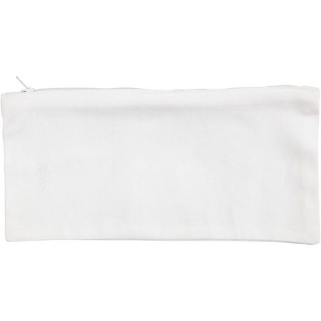 Katoenen pennentas met rits 11 x 23 cm wit