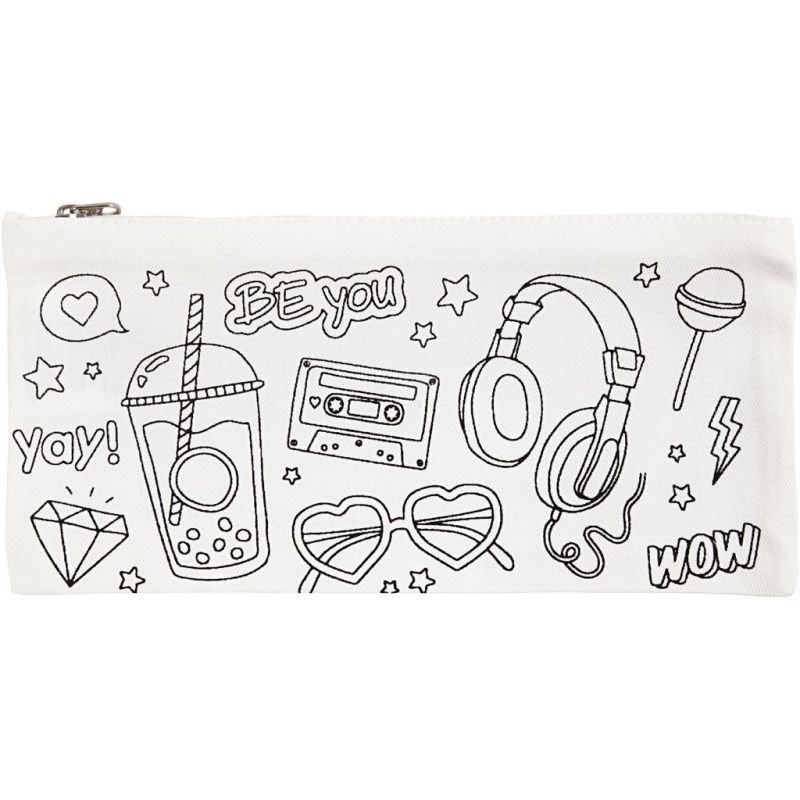 Etui pennentas 11 x 23 cm met rits  katoen 210gr