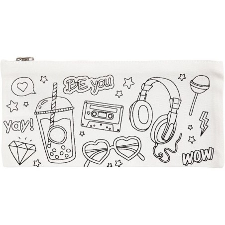 Etui pennentas 11 x 23 cm met rits  katoen 210gr