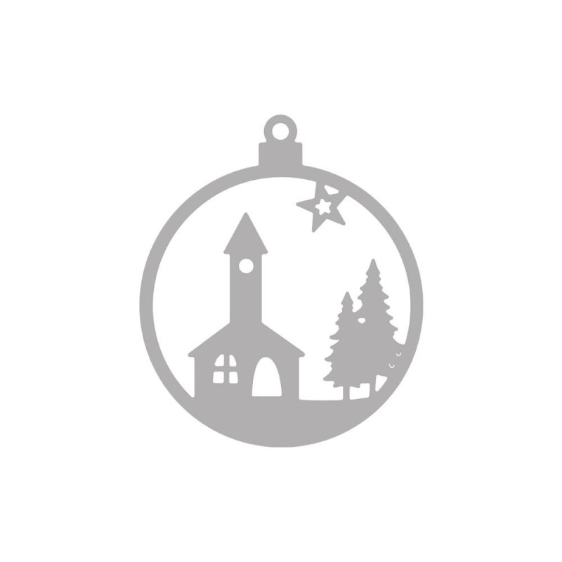 Stanssjabloon Kerstbal kerk