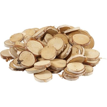 Houten schijven met gat diam. 35-45 mm
