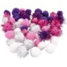 Pompons  15 + 20 mm paars roze wit /48st