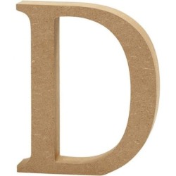 Houten letter 'D'  13cm hoog/2cm di