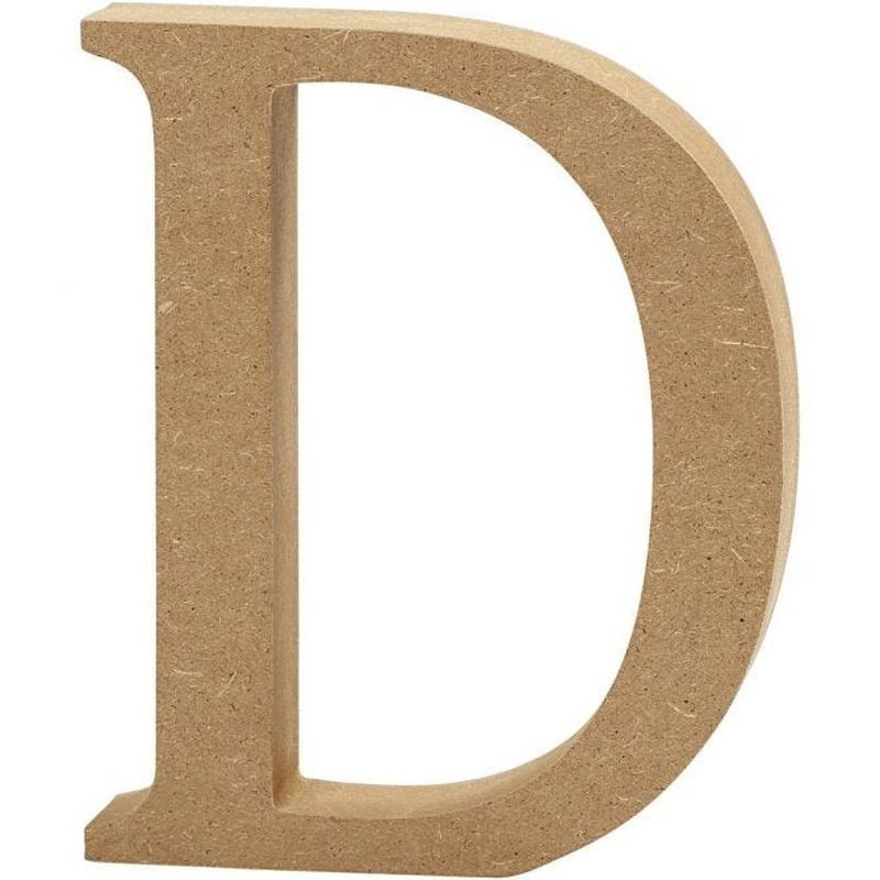 Houten letter 'D'  13cm hoog/2cm di