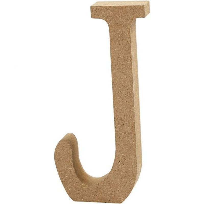 Houten letter 'J'  13cm hoog/2cm dik