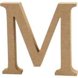 Houten letter 'M'  13cm hoog/2cm dik