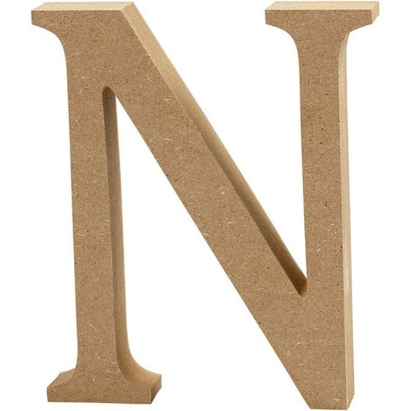 Houten letter 'N'  13cm hoog/2cm dik