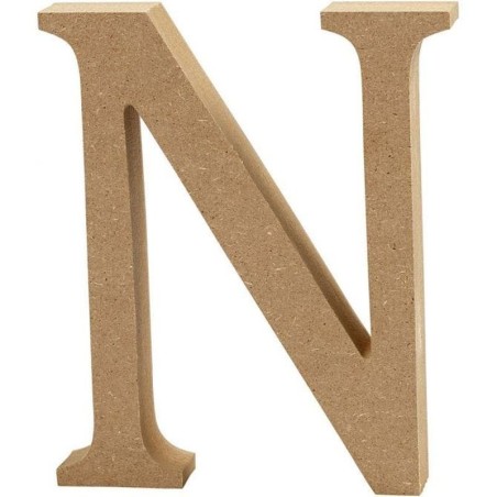 Houten letter 'N'  13cm hoog/2cm dik
