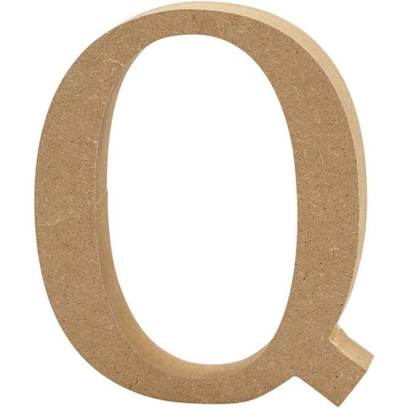 Houten letter 'Q'  13cm hoog/2cm di