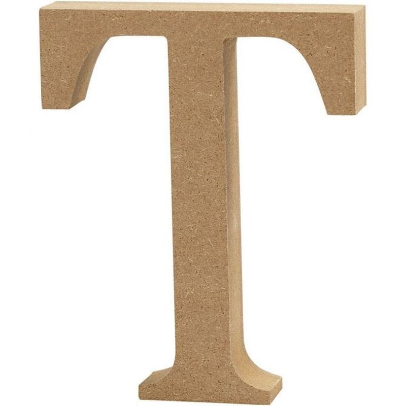 Houten letter 'T'  13cm hoog/2cm dik