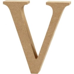 Houten letter 'V'  13cm hoog/2cm dik