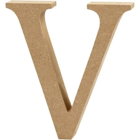 Houten letter 'V'  13cm hoog/2cm dik
