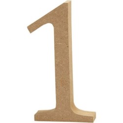 Houten cijfer '1' 13cm hoog/2 cm dik